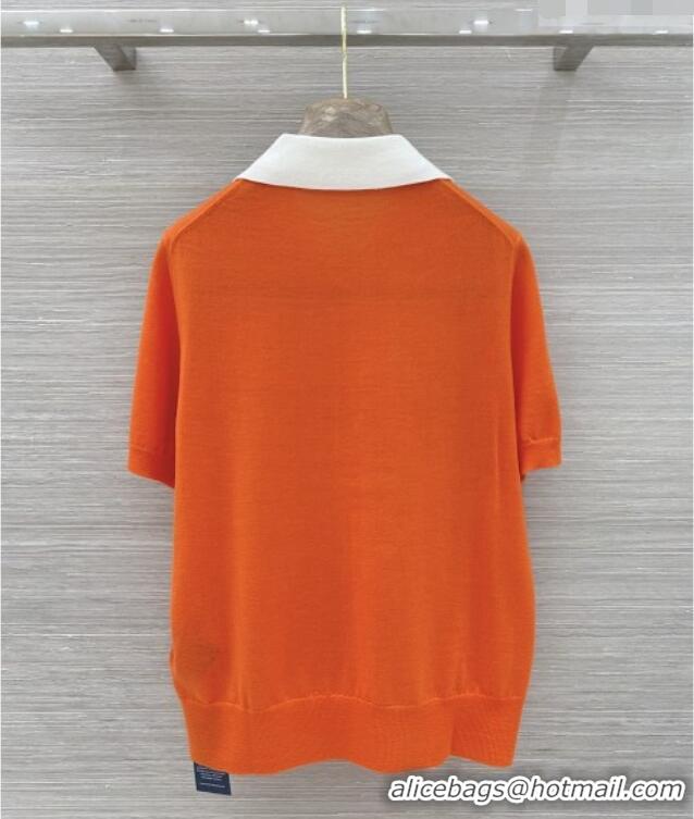 Low Cost Celine Wool Short-sleeved Sweater C42118 Orange 2026