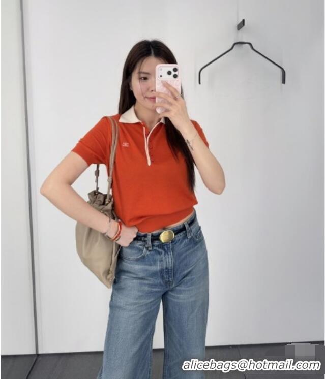 Low Cost Celine Wool Short-sleeved Sweater C42118 Orange 2026