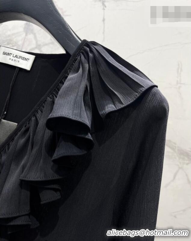 Low Cost Saint Laurent Ruffles Shirt YSL032501 Black 2026