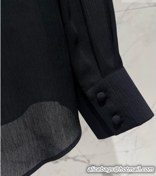 Low Cost Saint Laurent Ruffles Shirt YSL032501 Black 2026
