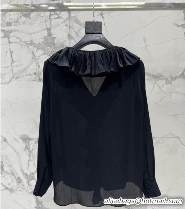 Low Cost Saint Laurent Ruffles Shirt YSL032501 Black 2026