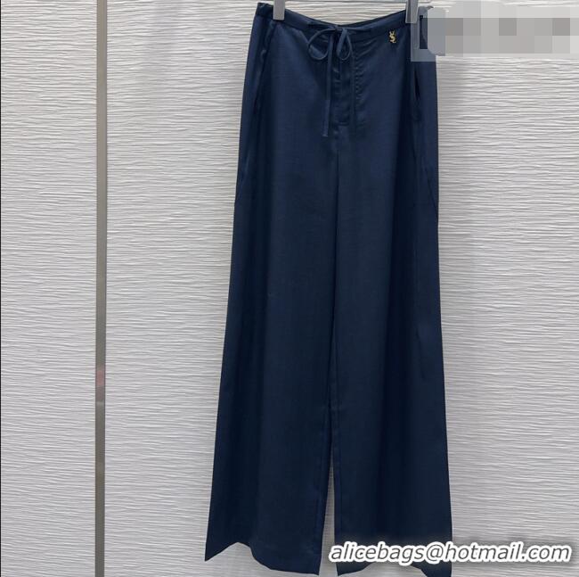 Grade Quality Saint Laurent Linen Pants YSL032401 Blue 2026