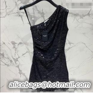 Good Looking Saint Laurent Sequins Dress YSL032528 Black 2026