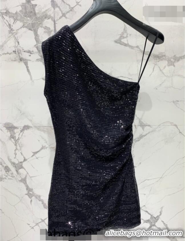 Good Looking Saint Laurent Sequins Dress YSL032528 Black 2026