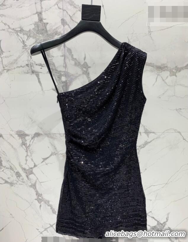 Good Looking Saint Laurent Sequins Dress YSL032528 Black 2026