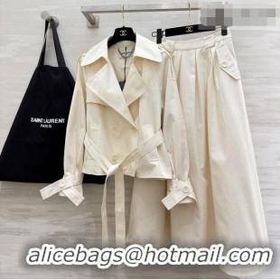 Most Popular Saint Laurent Jacket and Skirt Set YSL032543 White 2026
