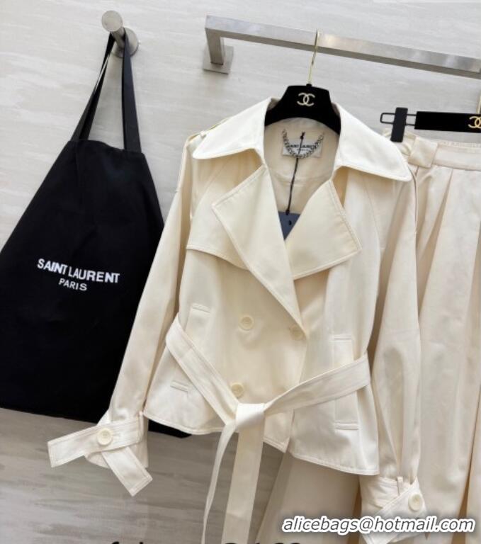 Most Popular Saint Laurent Jacket and Skirt Set YSL032543 White 2026