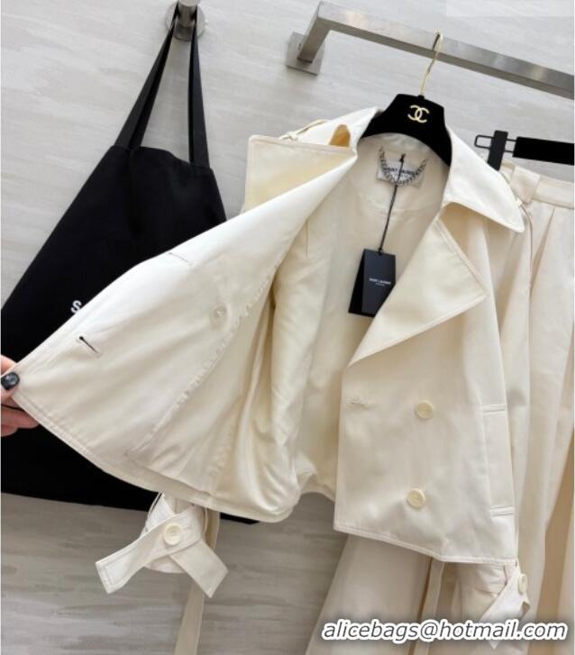 Most Popular Saint Laurent Jacket and Skirt Set YSL032543 White 2026