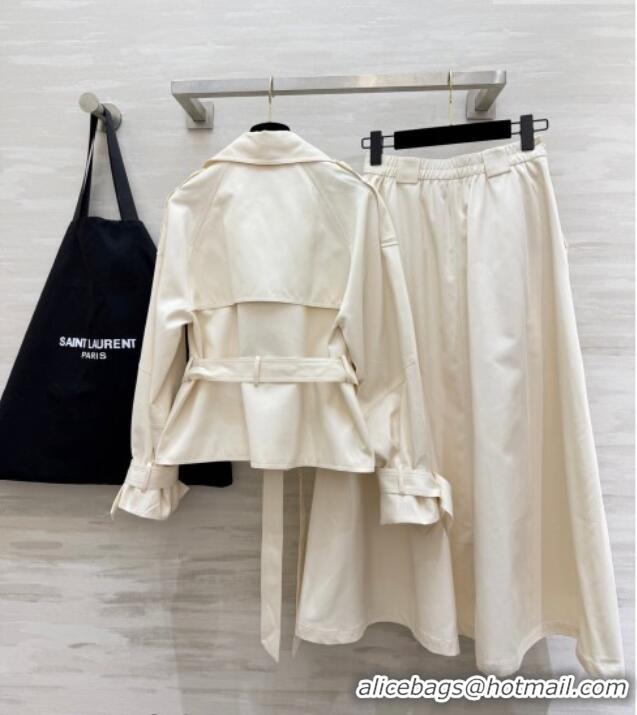 Most Popular Saint Laurent Jacket and Skirt Set YSL032543 White 2026