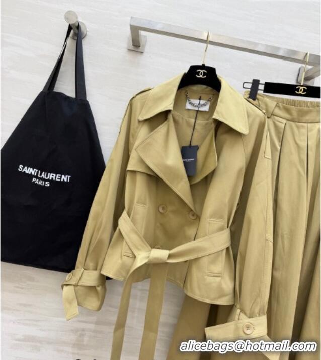 Discount Design Saint Laurent Jacket and Skirt Set YSL032543 Khaki 2026