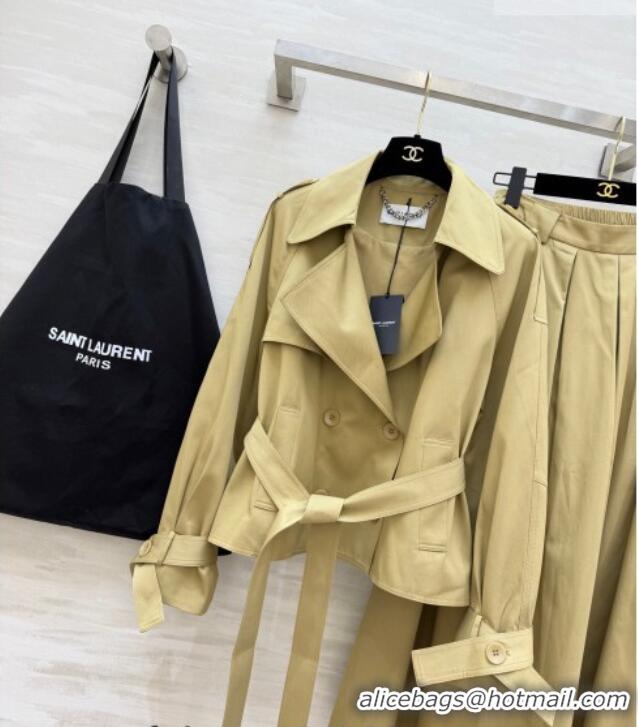 Discount Design Saint Laurent Jacket and Skirt Set YSL032543 Khaki 2026