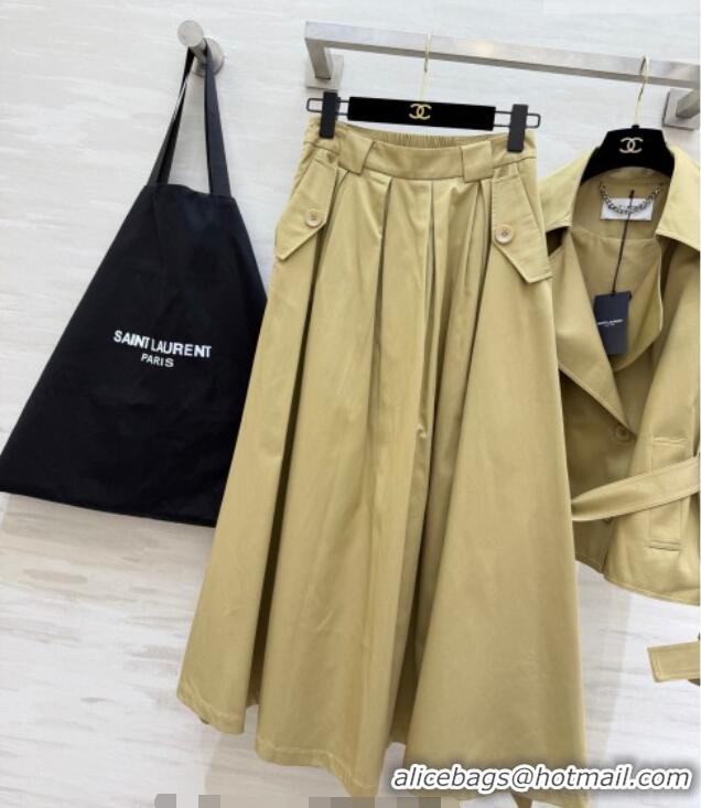 Discount Design Saint Laurent Jacket and Skirt Set YSL032543 Khaki 2026