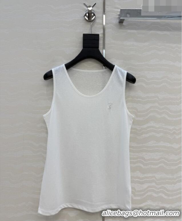 Well Crafted Saint Laurent Cotton Vest SL041426 White 2026