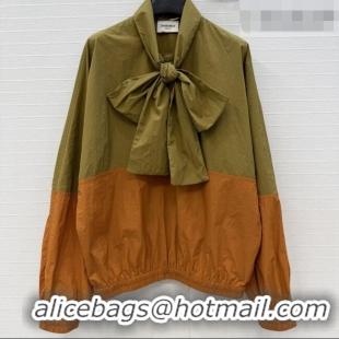 Low Cost Saint Laurent CASSANDRE Windbreaker in Nylon S041446 Orange/Green 2026