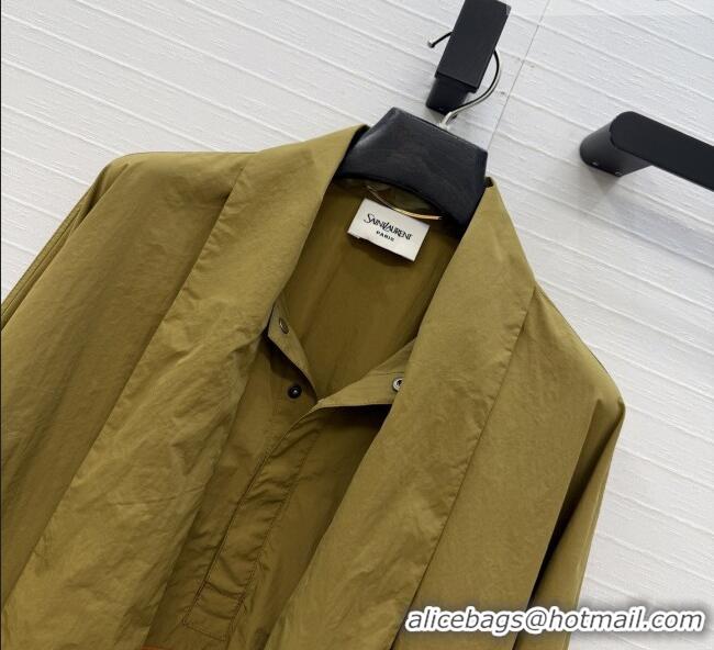 Low Cost Saint Laurent CASSANDRE Windbreaker in Nylon S041446 Orange/Green 2026