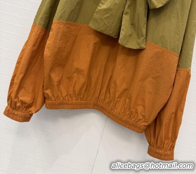 Low Cost Saint Laurent CASSANDRE Windbreaker in Nylon S041446 Orange/Green 2026