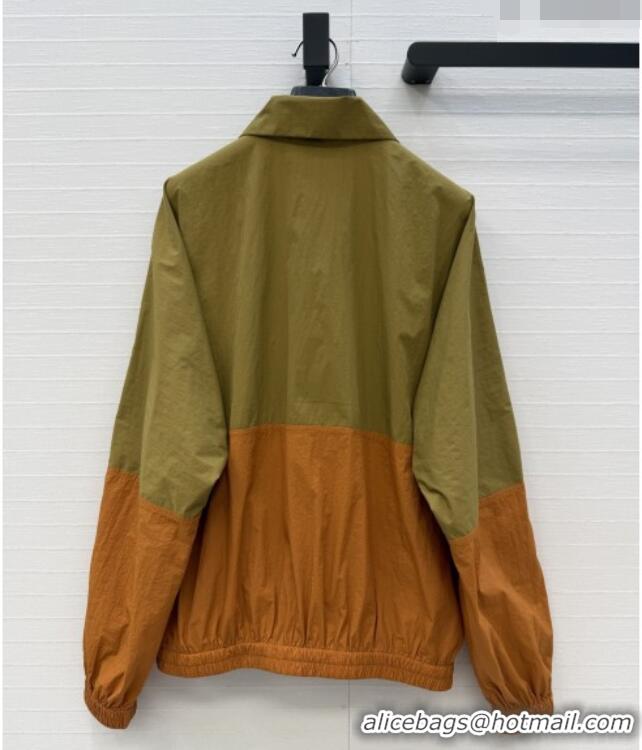 Low Cost Saint Laurent CASSANDRE Windbreaker in Nylon S041446 Orange/Green 2026