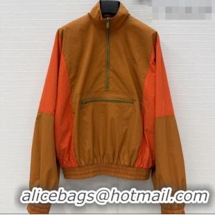 Best Discount Saint Laurent CASSANDRE Windbreaker in Nylon S42106 Orange/Brown 2026