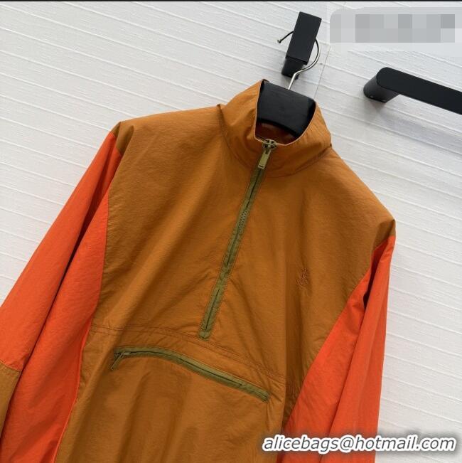 Best Discount Saint Laurent CASSANDRE Windbreaker in Nylon S42106 Orange/Brown 2026