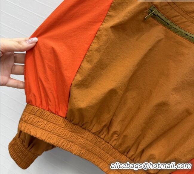 Best Discount Saint Laurent CASSANDRE Windbreaker in Nylon S42106 Orange/Brown 2026