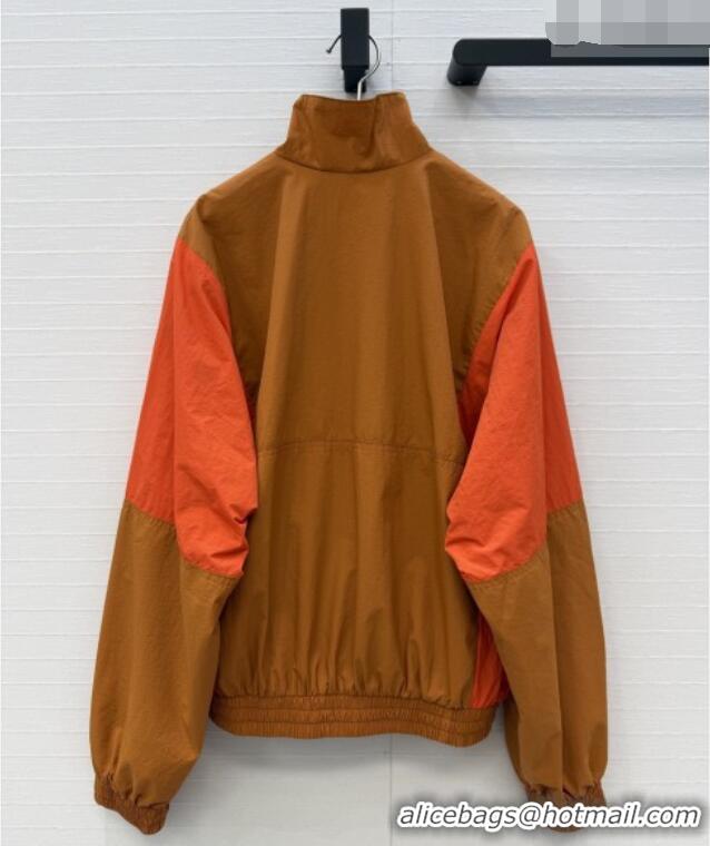 Best Discount Saint Laurent CASSANDRE Windbreaker in Nylon S42106 Orange/Brown 2026