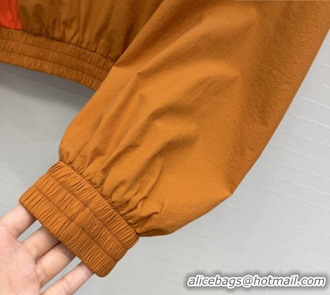 Best Discount Saint Laurent CASSANDRE Windbreaker in Nylon S42106 Orange/Brown 2026