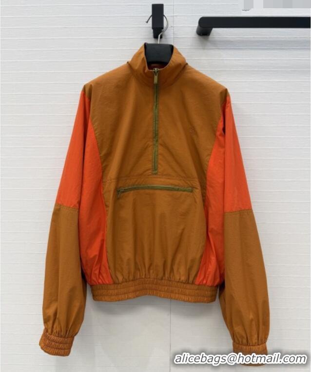 Best Discount Saint Laurent CASSANDRE Windbreaker in Nylon S42106 Orange/Brown 2026