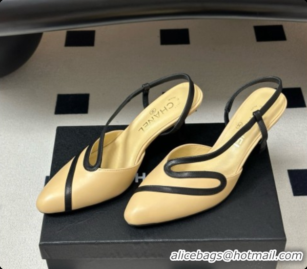 Luxurious Chanel Lambskin Slingbacks Pump CH072701 Beige 2026