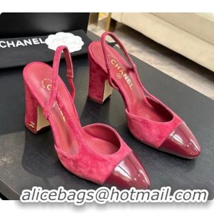 Low Cost Chanel Suede & Patent Leather Slingbacks Pump CH072706 Burgundy 2026