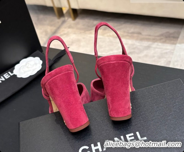 Low Cost Chanel Suede & Patent Leather Slingbacks Pump CH072706 Burgundy 2026