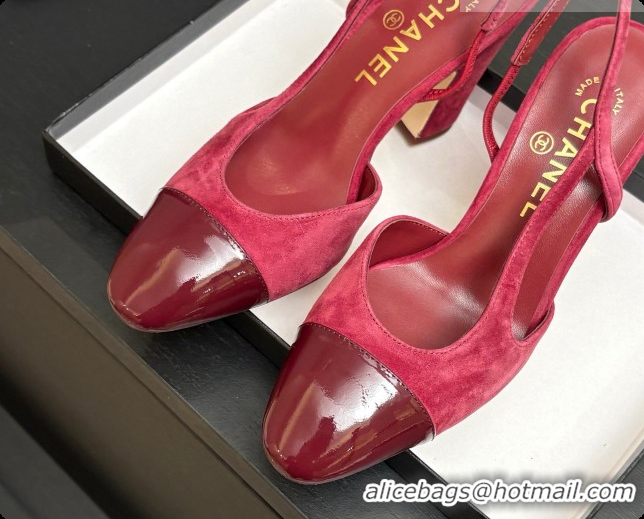 Low Cost Chanel Suede & Patent Leather Slingbacks Pump CH072706 Burgundy 2026