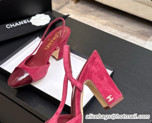 Low Cost Chanel Suede & Patent Leather Slingbacks Pump CH072706 Burgundy 2026