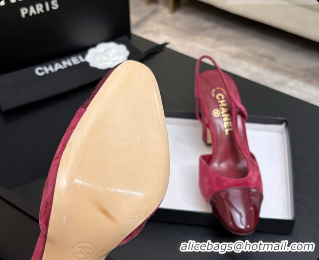 Low Cost Chanel Suede & Patent Leather Slingbacks Pump CH072706 Burgundy 2026