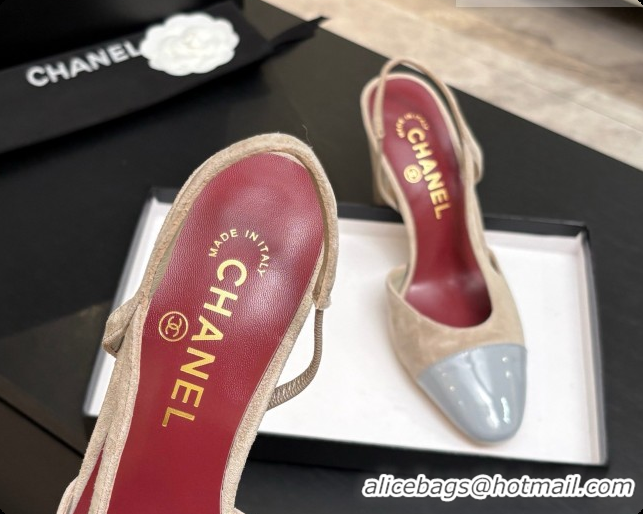Buy Luxury Chanel Suede & Patent Leather Slingbacks Pump CH072707 Grey 2026