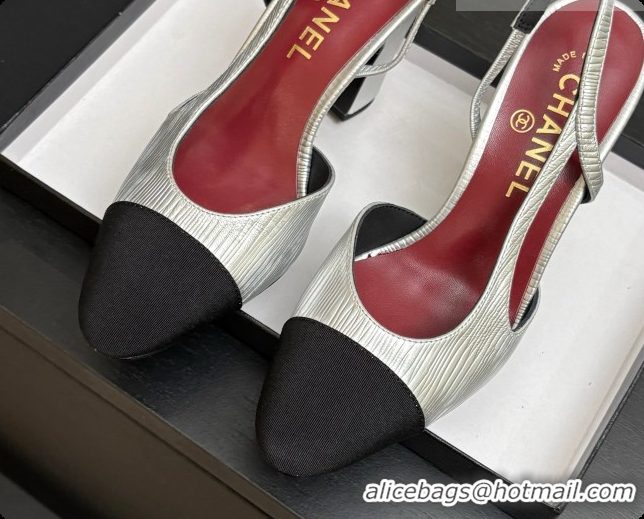Good Quality Chanel Silver Leather & Grosgrain Slingbacks Pump CH072708 2026