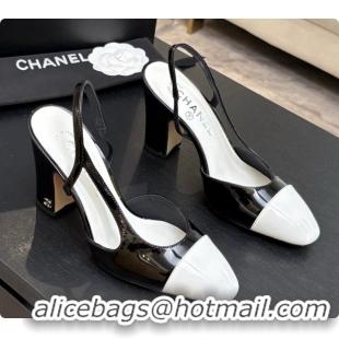 Top Design Chanel Patent Leather Slingbacks Pump CH072709 Black/White 2026
