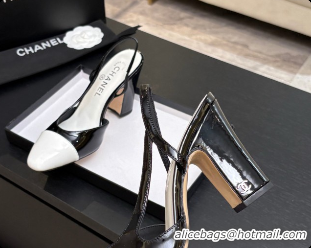 Top Design Chanel Patent Leather Slingbacks Pump CH072709 Black/White 2026