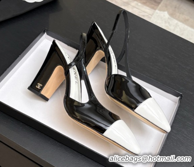 Top Design Chanel Patent Leather Slingbacks Pump CH072709 Black/White 2026