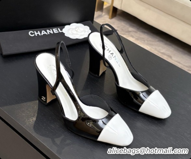 Top Design Chanel Patent Leather Slingbacks Pump CH072709 Black/White 2026