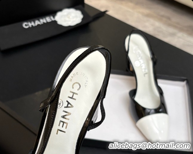 Top Design Chanel Patent Leather Slingbacks Pump CH072709 Black/White 2026