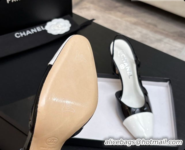 Top Design Chanel Patent Leather Slingbacks Pump CH072709 Black/White 2026