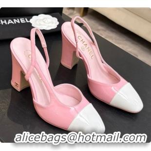 Unique Style Chanel Patent Leather Slingbacks Pump CH072710 Pink/White 2026