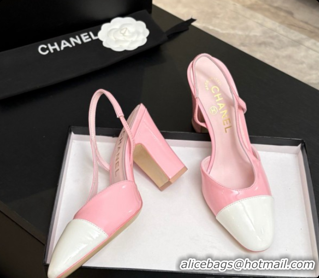 Unique Style Chanel Patent Leather Slingbacks Pump CH072710 Pink/White 2026