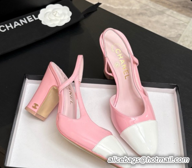Unique Style Chanel Patent Leather Slingbacks Pump CH072710 Pink/White 2026