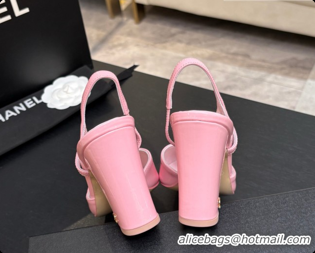 Unique Style Chanel Patent Leather Slingbacks Pump CH072710 Pink/White 2026