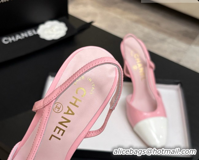Unique Style Chanel Patent Leather Slingbacks Pump CH072710 Pink/White 2026