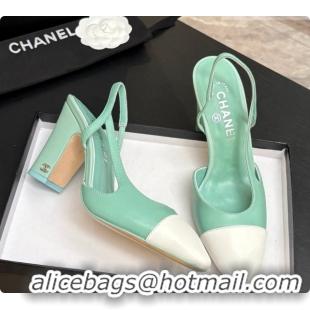 Sumptuous Chanel Lambskin Slingbacks Pump CH072711 Light Green 2026