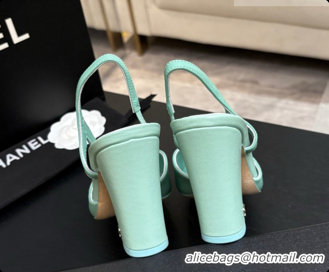 Sumptuous Chanel Lambskin Slingbacks Pump CH072711 Light Green 2026