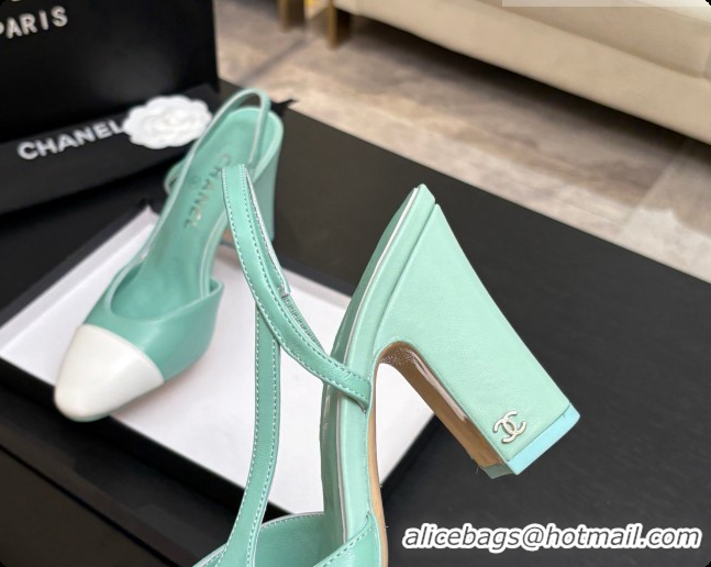 Sumptuous Chanel Lambskin Slingbacks Pump CH072711 Light Green 2026