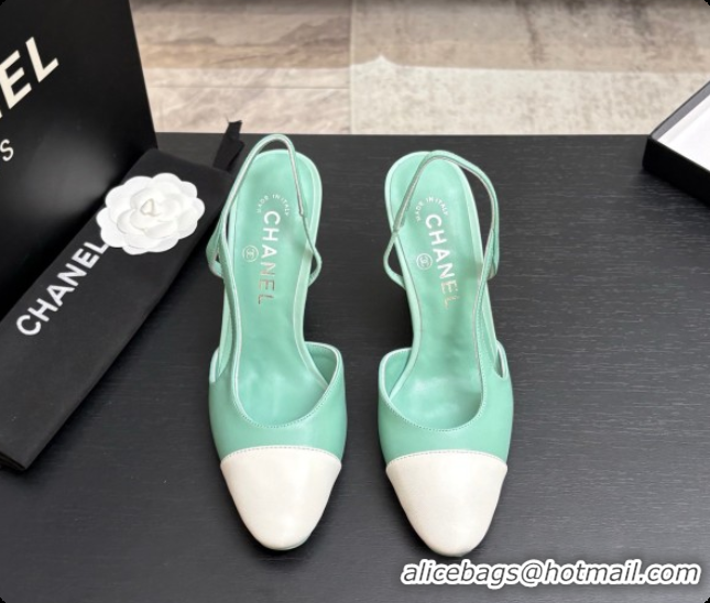Sumptuous Chanel Lambskin Slingbacks Pump CH072711 Light Green 2026